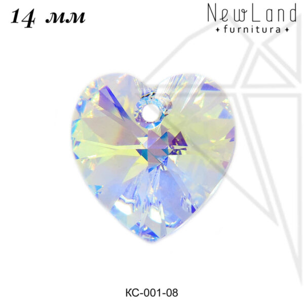 Кристаллы Сваровски сердечки 14 мм (Crystal AB)