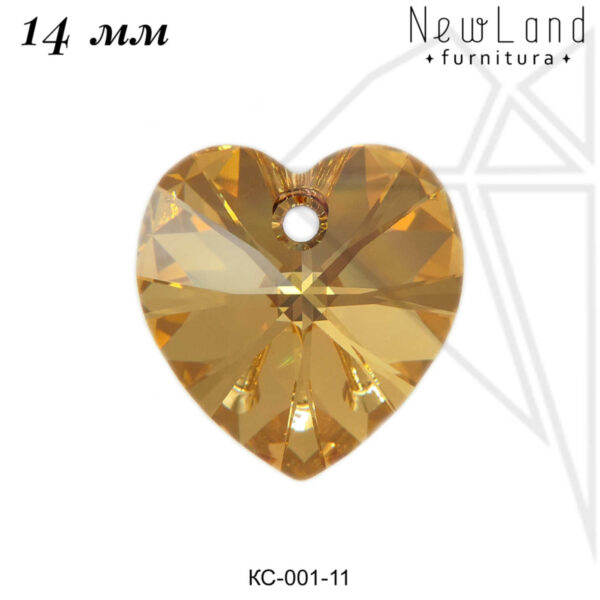 Кристаллы Сваровски сердечки 14 мм (Topaz)