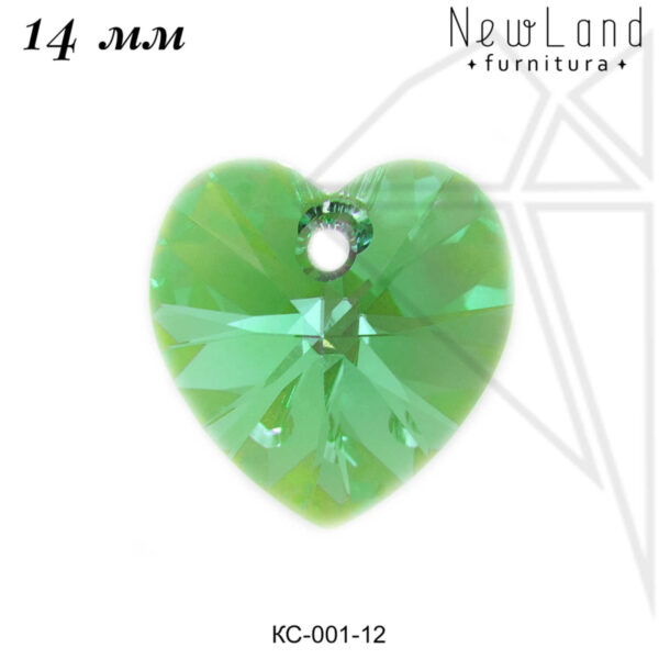 Кристаллы Сваровски сердечки 14 мм (Peridot)