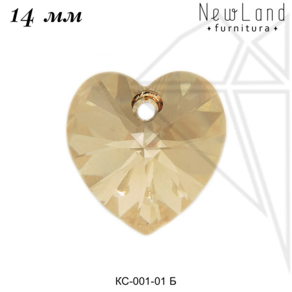 Кристаллы Сваровски сердечки 14 мм (Golden Shadow)
