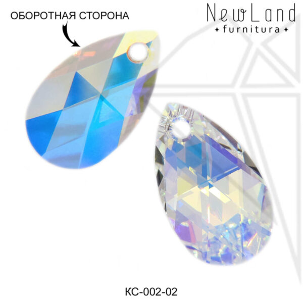 Кристаллы Сваровски капля 16х9 мм (Crystal AB)