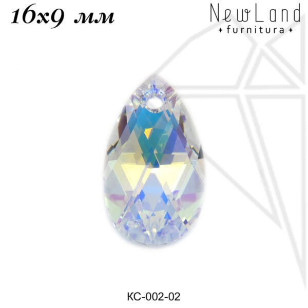 Кристаллы Сваровски капля 16х9 мм (Crystal AB)