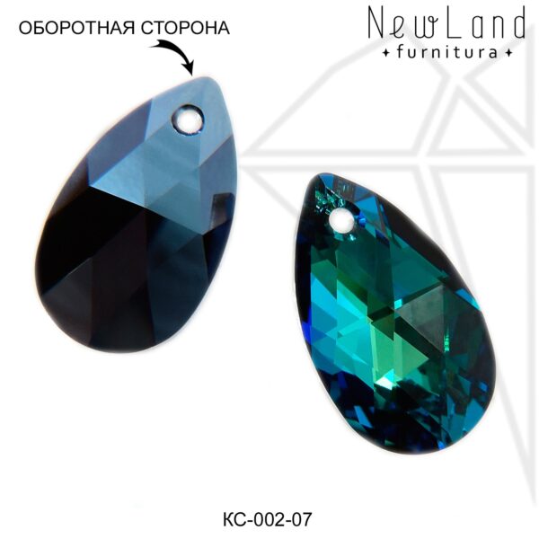 Кристаллы Сваровски капля 16х9 мм (Bermuda blue)